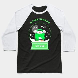 Xmas Season Snow Penguin (Green) Baseball T-Shirt